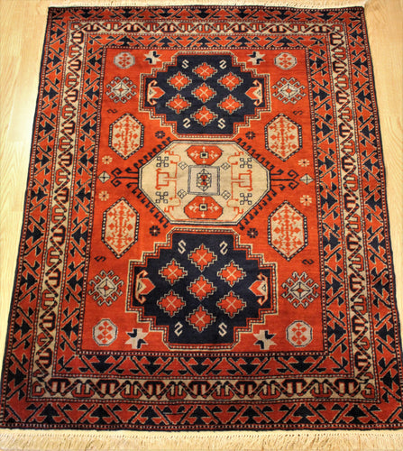 Hand Made Red Geometric Armenian Carpet