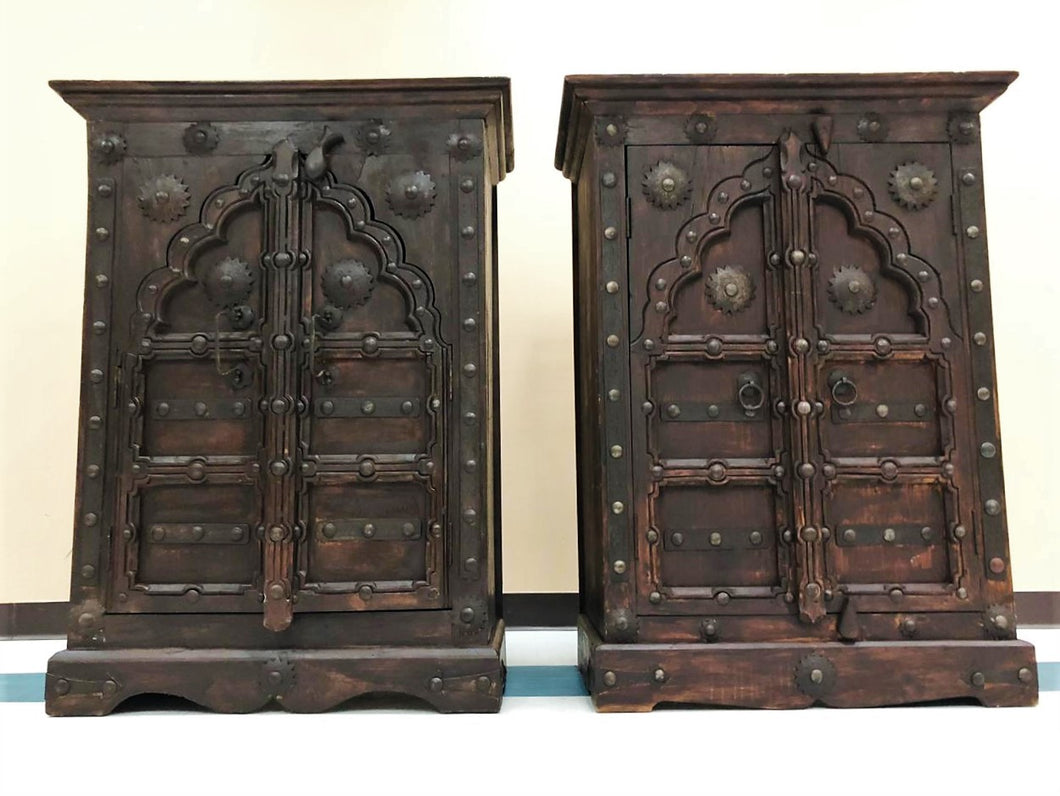 Pair of Pakistani Handmade Old Wooden Cabinets - Medwyn Rowlands
