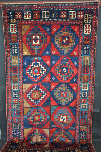 Red Hand Made Geometric Mogan Kazak Carpet Dated 1935