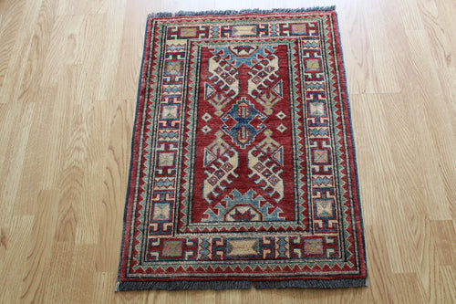 Red Hand Made Afghani Kazak Carpet